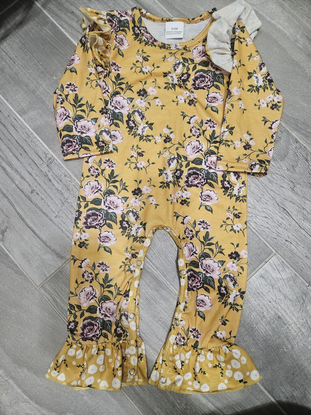 Mustard Yellow Floral Ruffle Romper